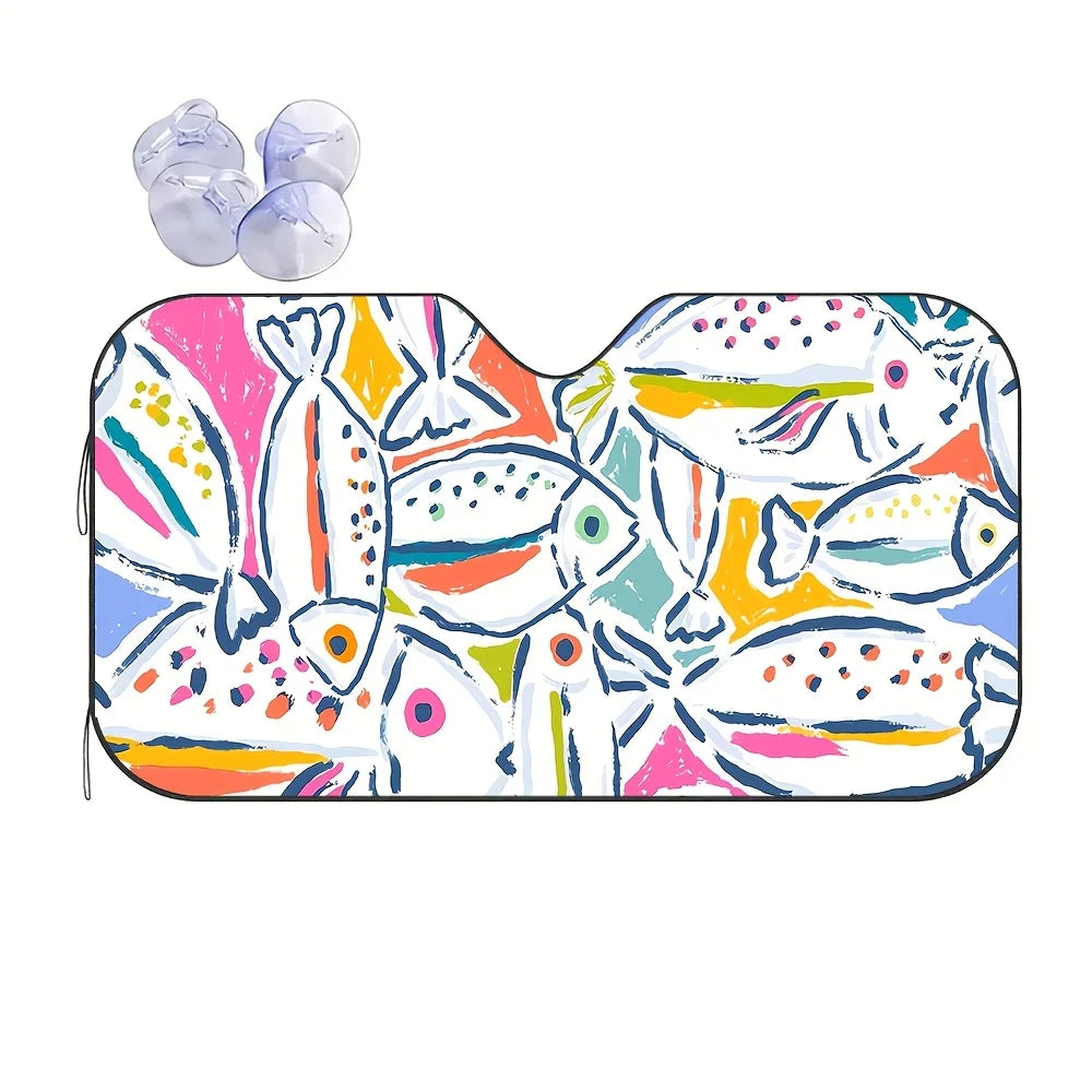 Cartoon Fish Car Windshield Sun Visor – Colorful & Stylish Car Windshield Sunshade HIP M
