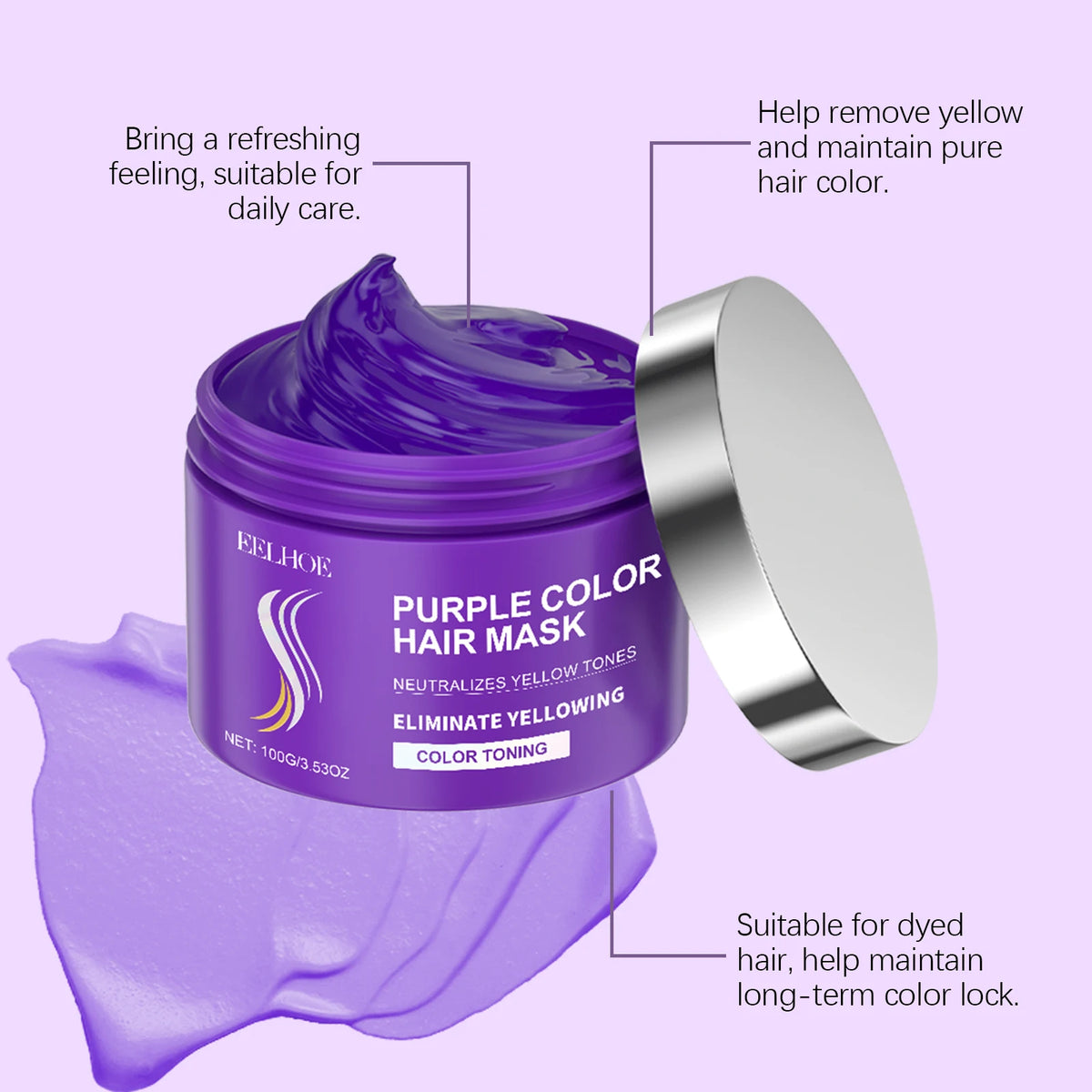 Keratin Purple Hair Mask – Toning, Repair & Frizz Control Hair Mask Treatment HIP