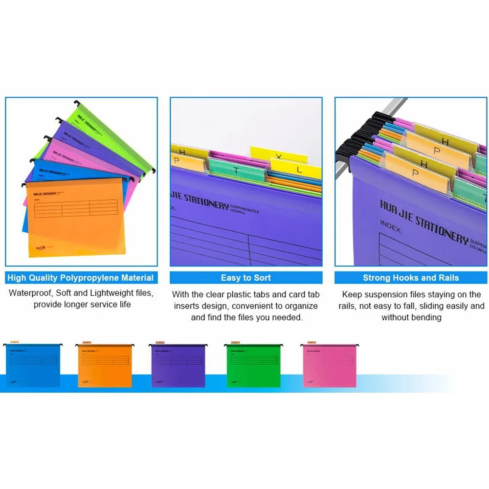 A4 Suspension Hanging File Folders – 12-Pack, 5 Colors Hanging File Folders HIP
