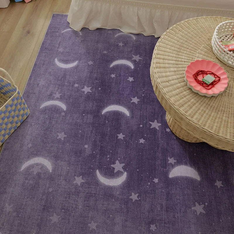 Large Non-Slip Machine Washable Plush Rug – Starry Purple Plush Area Rug HIP