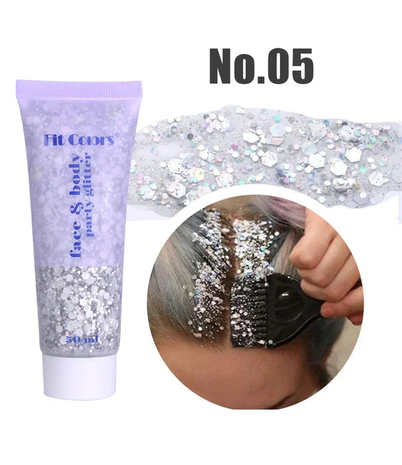 Eye Sequins Gel Mermaid Scale Face Body Lip Sequins Glitter Powder Eye Shadow Bright Polarized Dance Nail Decoration Makeup 50ML HIP 05