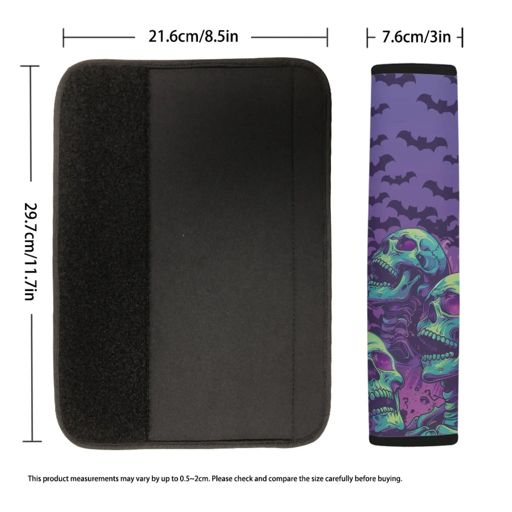 Purple Bat Skull Seatbelt Covers – 2 PCS Soft Car Seat Belt Pads Seatbelt Cover Set HIP