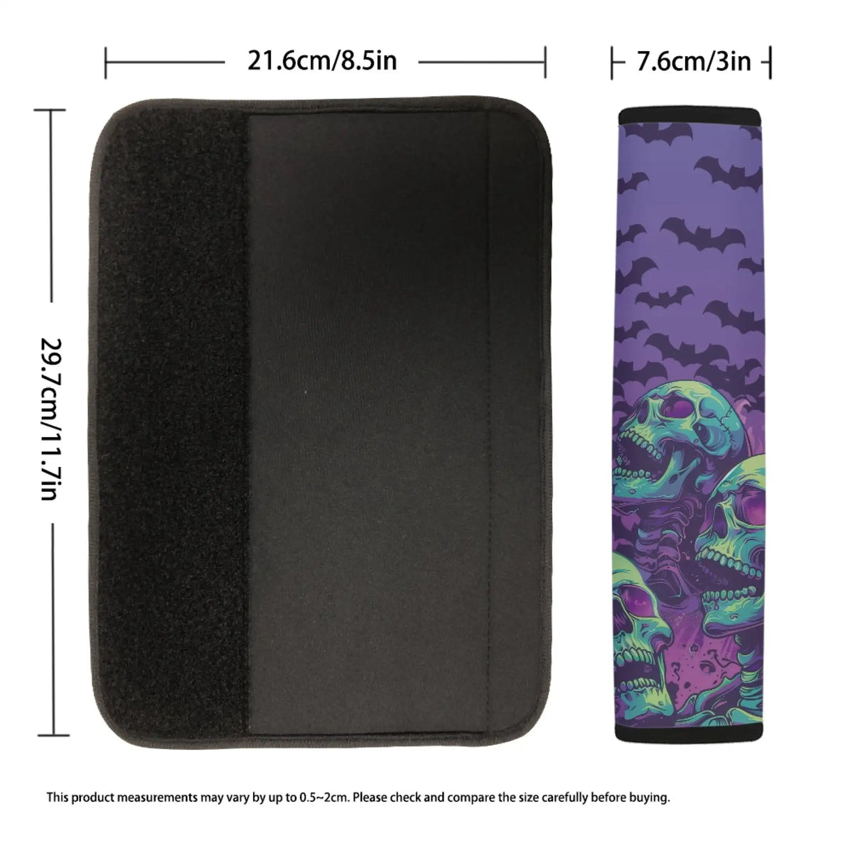Purple Bat Skull Seatbelt Covers – 2 PCS Soft Car Seat Belt Pads Seatbelt Cover Set HIP