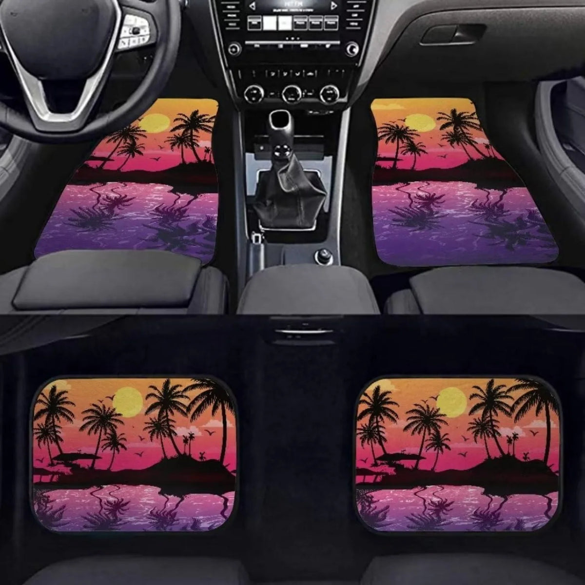 4-Piece Tropical Print Waterproof Car Floor Mats – All-Weather Car Floor Mats HIP