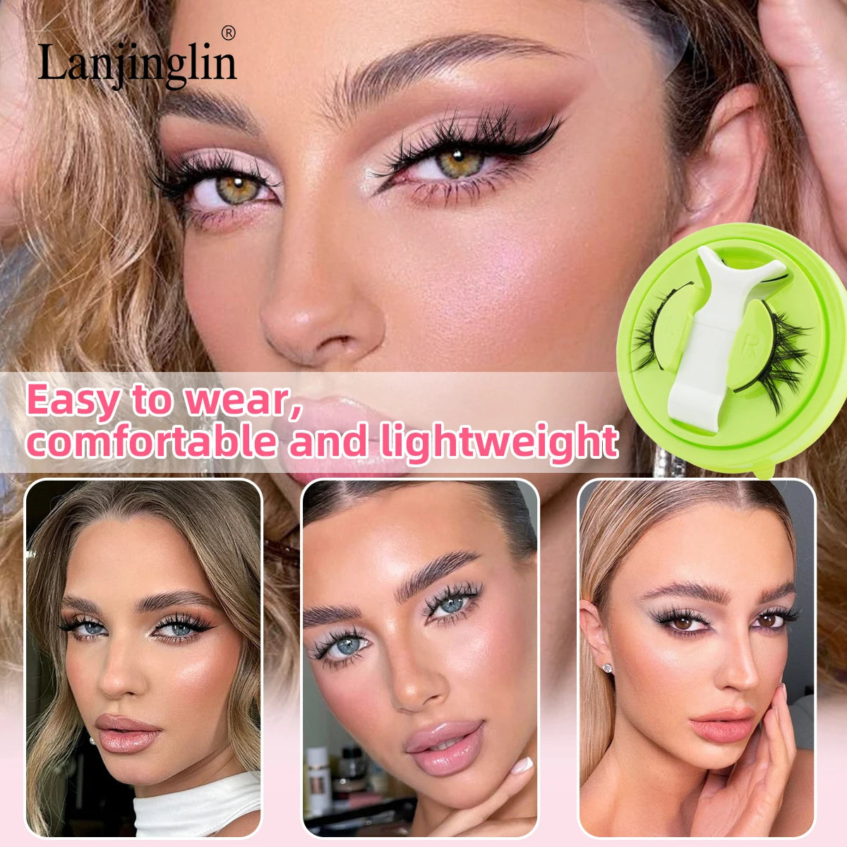 Magnetic Eyelashes 1 Pair Reusable 3D Glue-free Waterproof False Eyelashes Natural False Eyelashes and Magnetic Tweezers Set HIP