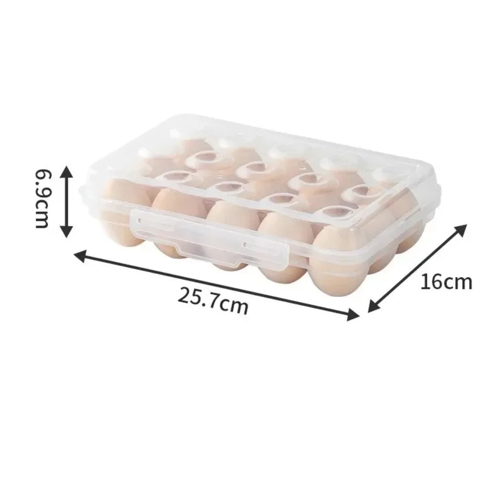 Stackable Plastic Egg Holder with Lid – Transparent Organizer Egg Storage Organizer HIP 15 Grid