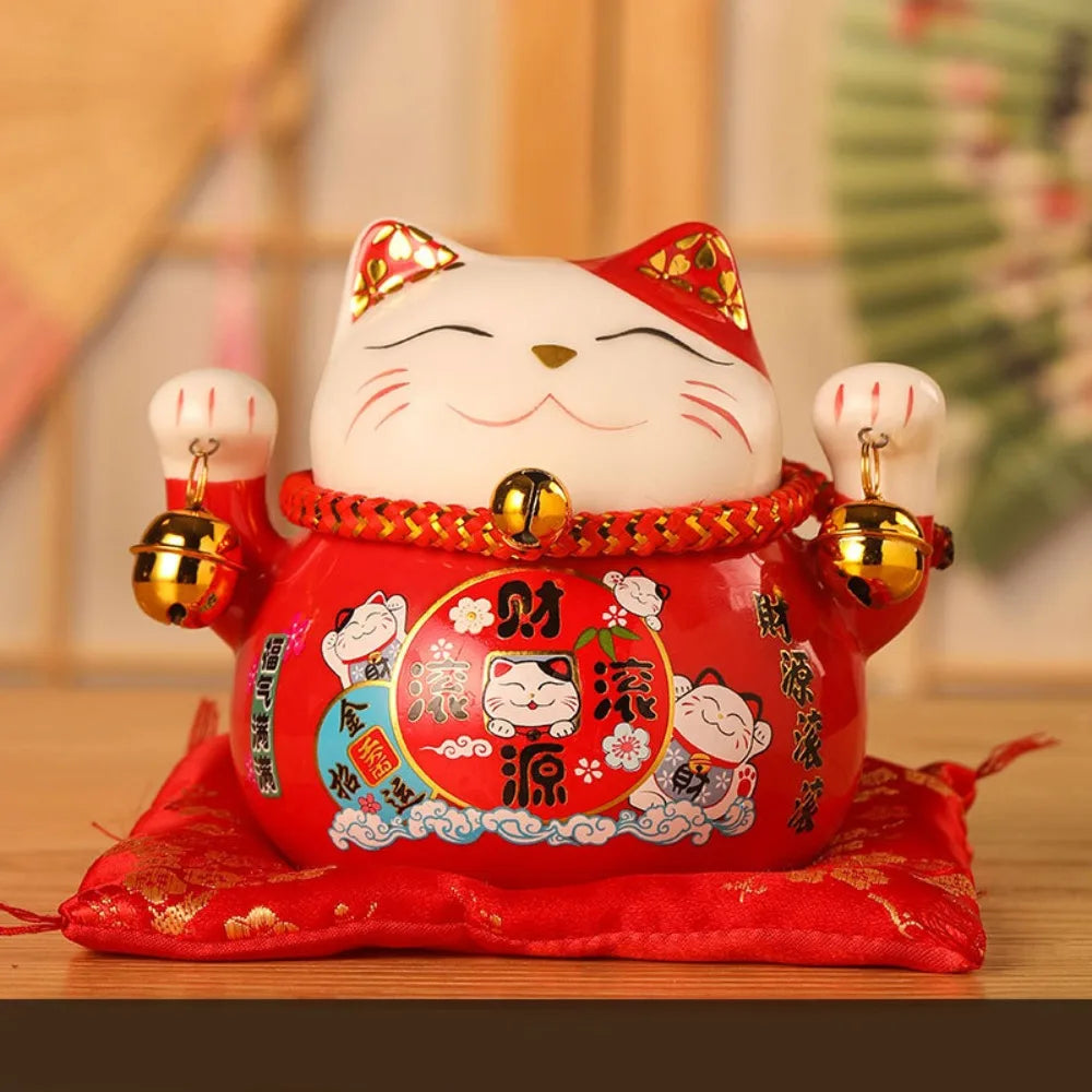 4.5" Lucky Cat Ceramic Piggy Bank – Home & Desk Décor Ceramic Desk Ornament HIP A