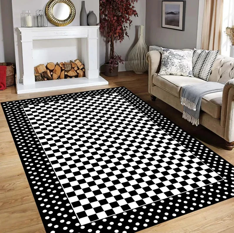 Checkerboard Polka Dot Area Rug – Modern Home Décor Mat Area Rug HIP 1 120x160cm-Felt