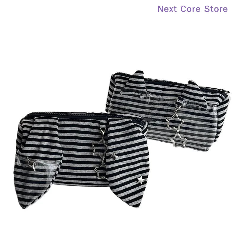 Striped Devil Horn Pencil Case – Large Capacity Pouch 2-Pc Pencil Case Set HIP