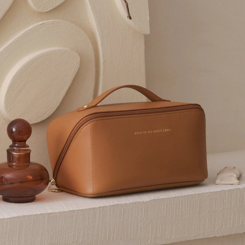 Large PU Leather Cosmetic Bag – Waterproof Travel Organizer Cosmetic Travel Bag HIP