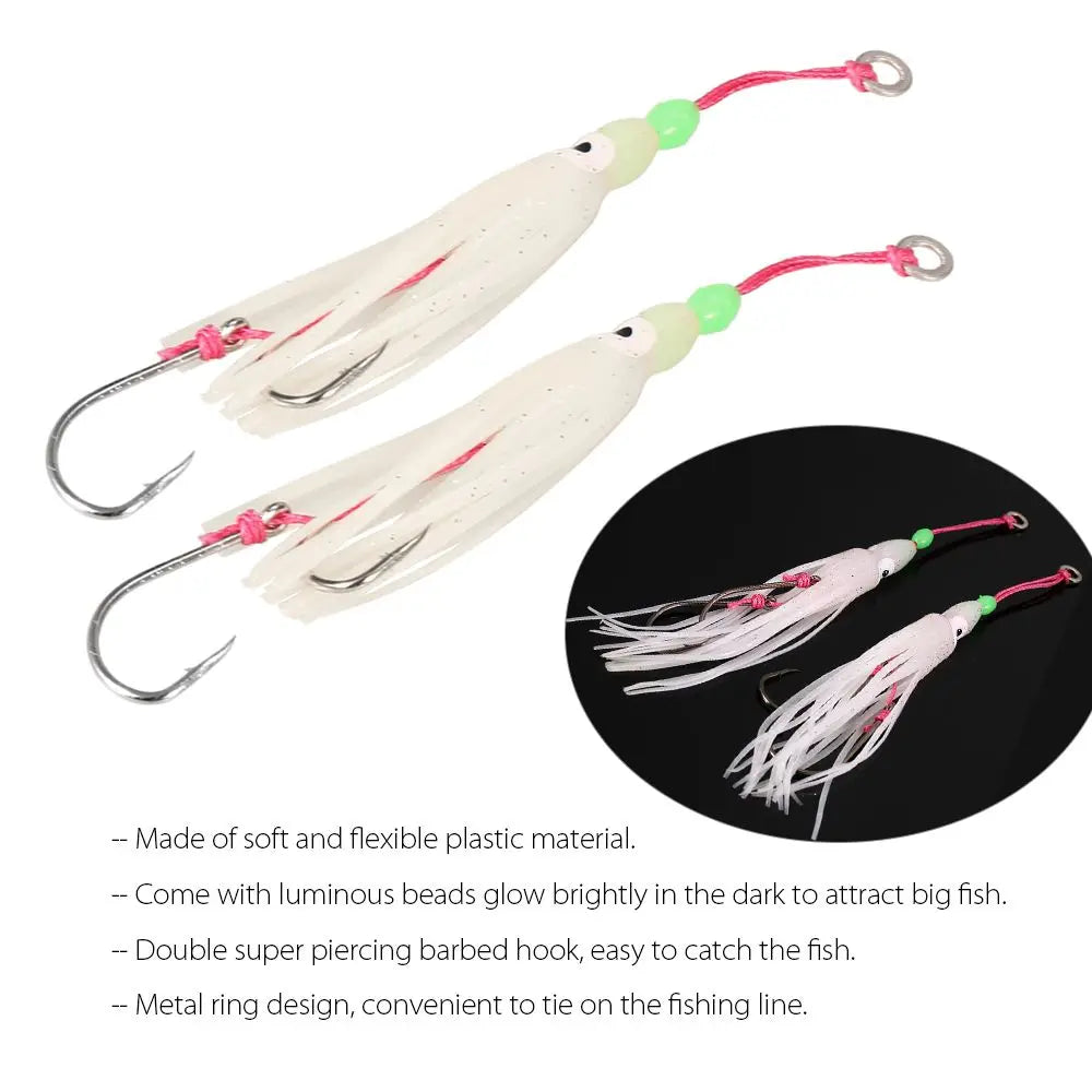 2-Pack Octopus Squid Jig Soft Fishing Lures with Hooks – 3 Sizes Soft Fishing Lure HIP