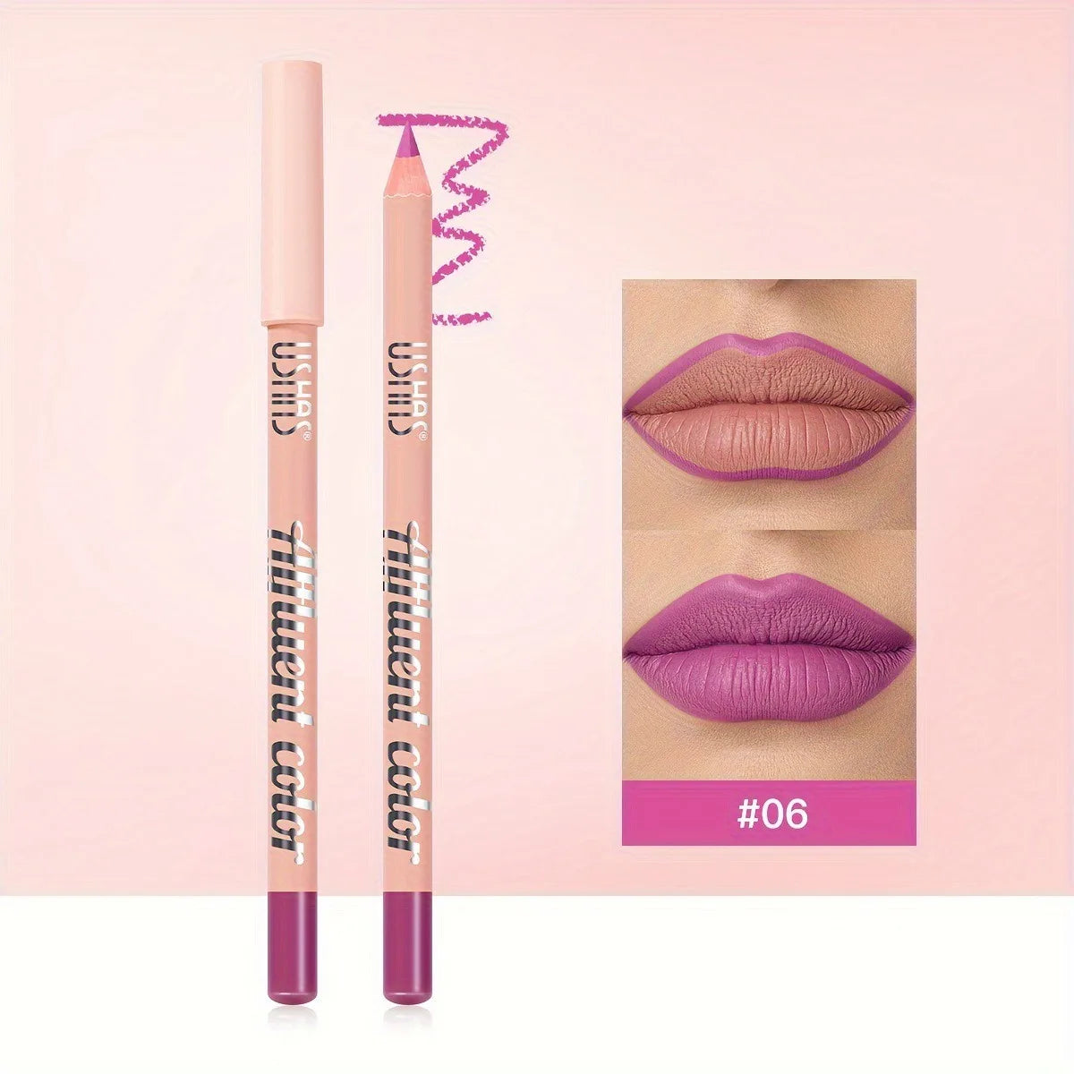 Ultra Matte Lip Liner Pencil Long-lasting Silky Smooth Outline and Filling Lips Contouring Versatile Shades for All Skin Types HIP 06