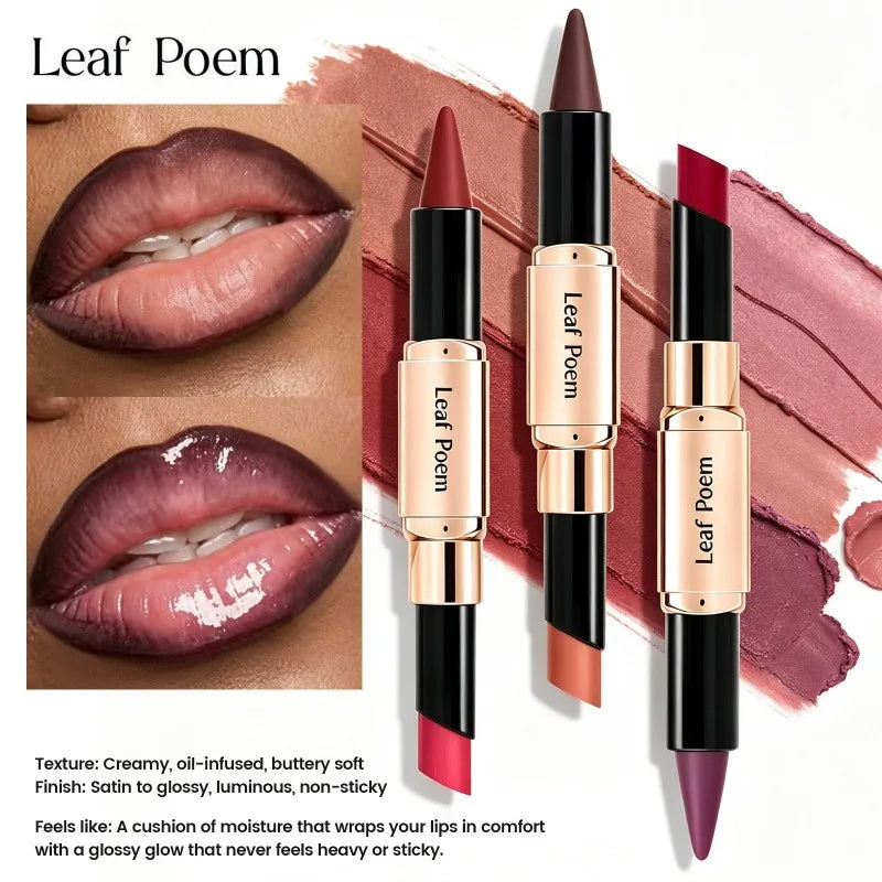 2‑in‑1 Slanted Tip Lip Liner Lipstick Matte Velvet Lip Contour Moisturizing Long Lasting Non‑dry Lip Makeup Daily Party Cosmetic HIP
