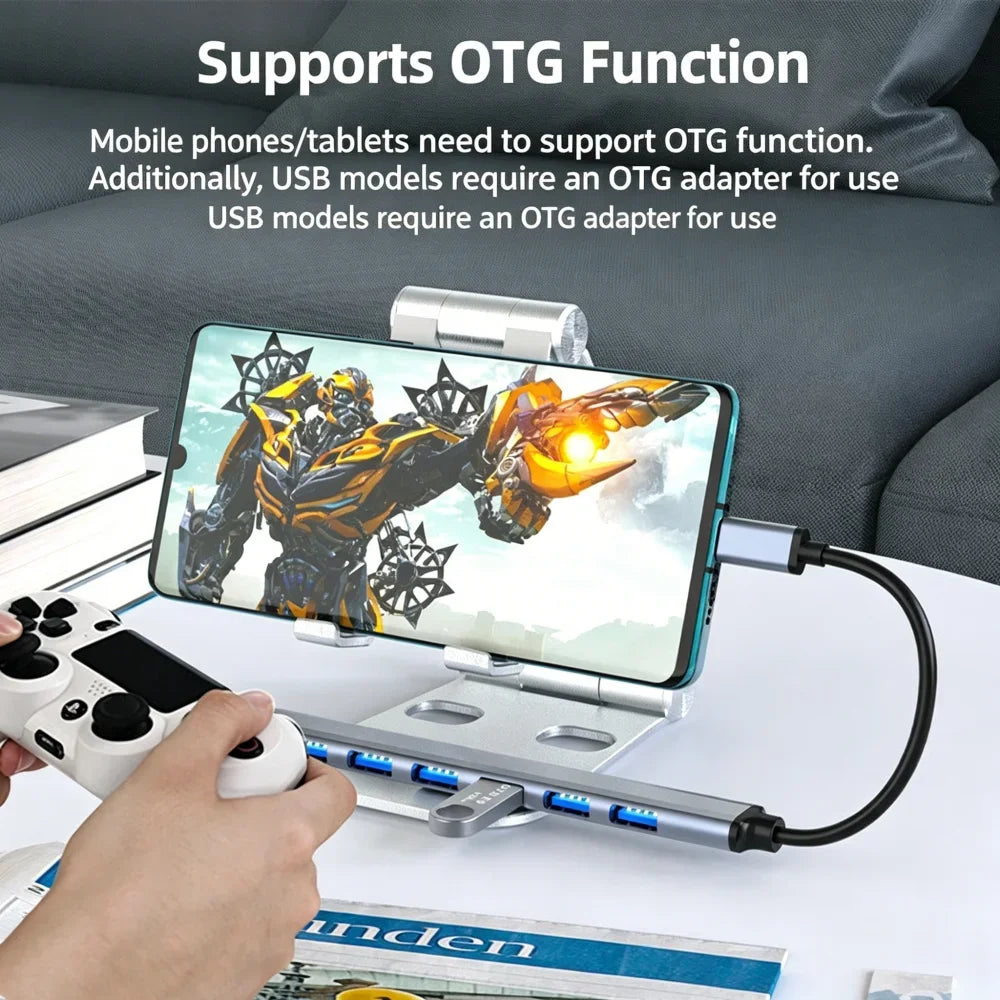 KEBIDUMEI 7-Port USB 3.0 Hub 5Gbps OTG Adapter for Laptop USB Hub HIP