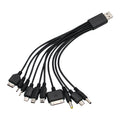 10-in-1 Multi USB Charging Cable – Universal Phone Charger Multi USB Charging Cable HIP Black