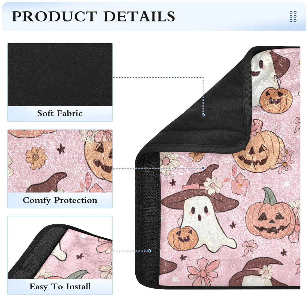 Halloween Pumpkin & Ghost Seat Belt Covers – 2 Pack Flannel Seat Belt Cover HIP