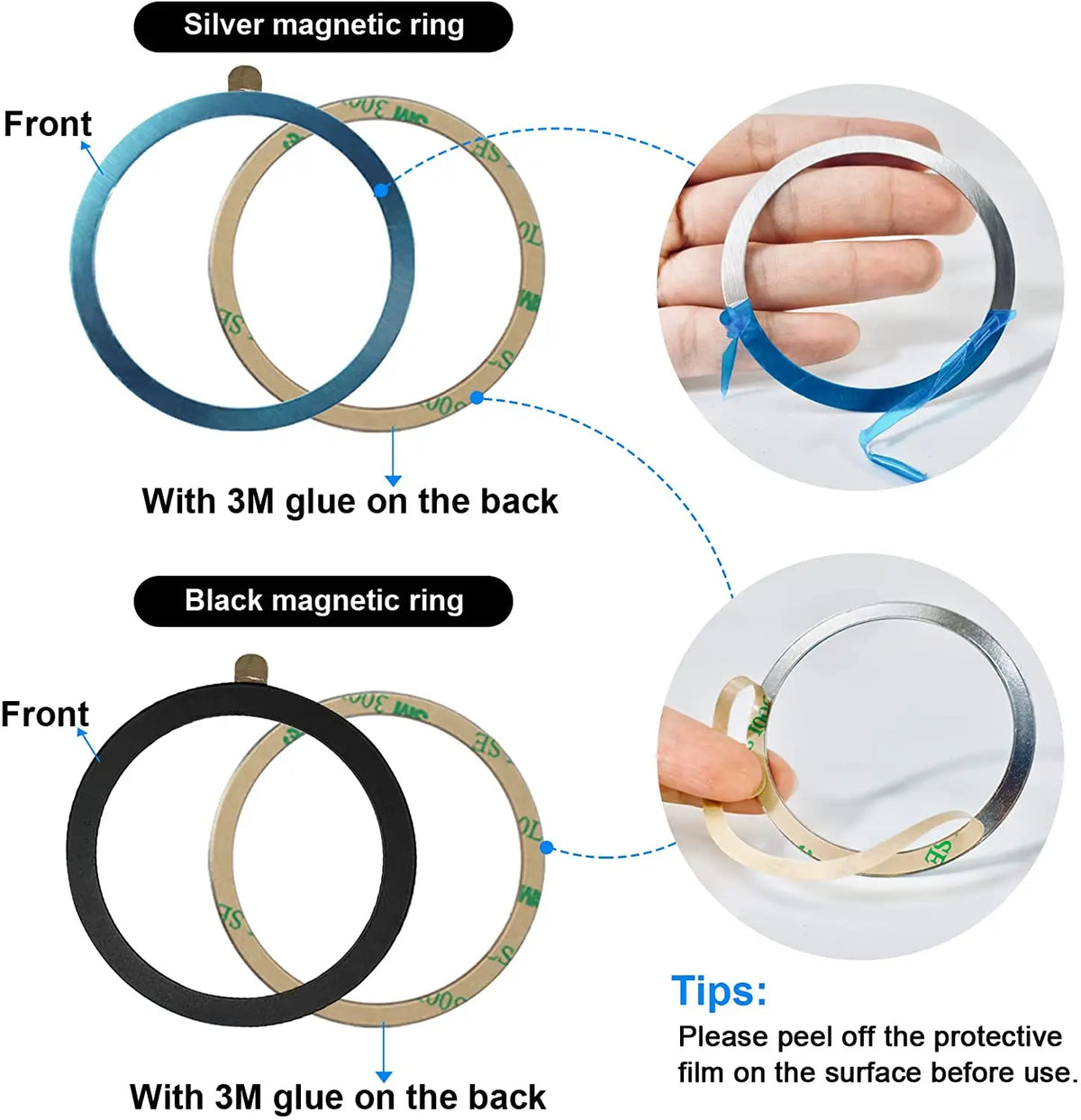 Magnetic Metal Plate Ring for MagSafe & Car Mount | 1–5 Pack Phone Mount Accessory HIP