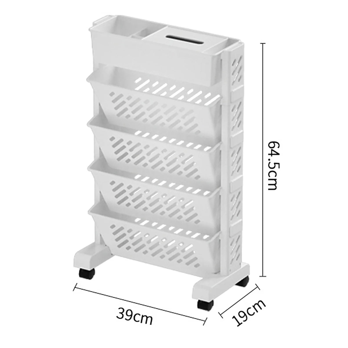 Movable Bookshelf Large Capacity Rotatable Removable Plastic Practical Rolling Organization Shelf HIP 5 Layer