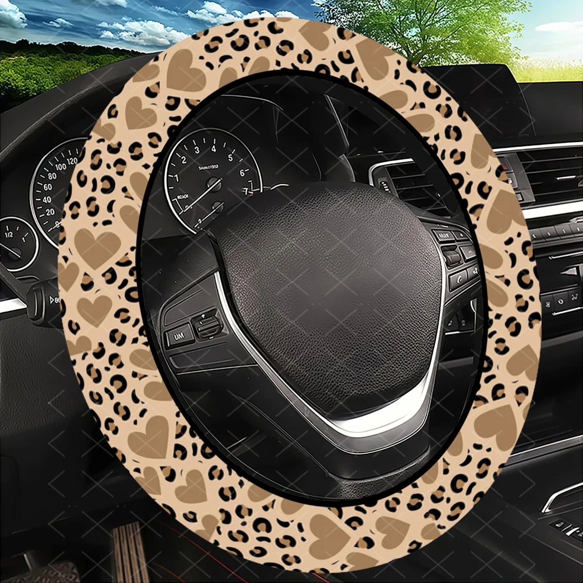 Leopard & Heart Steering Wheel Cover – Universal Fit | HIP Steering Wheel Cover HIP SILVER