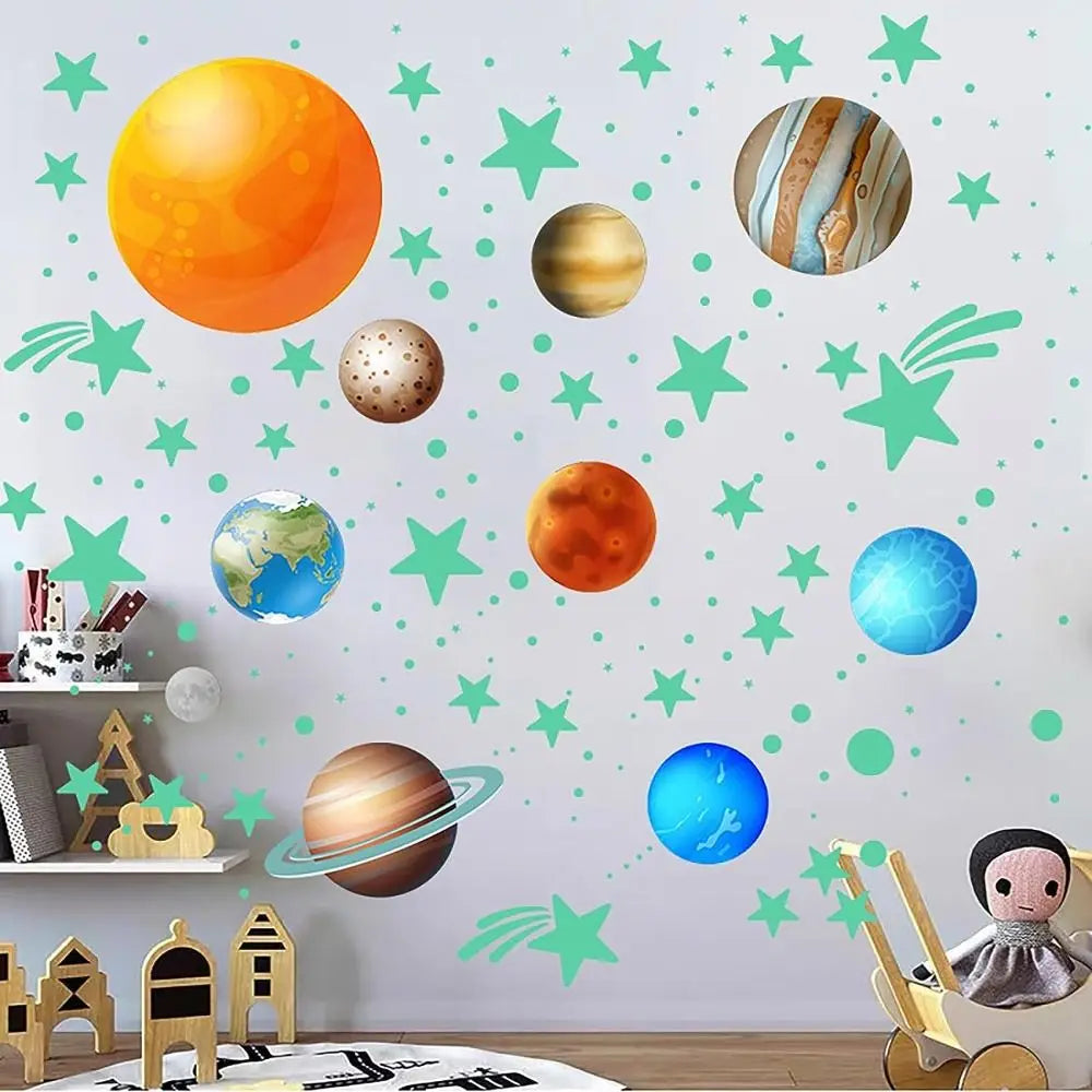 Glow in the Dark Star & Planet Wall Stickers | DIY Decals Glow Wall Stickers HIP