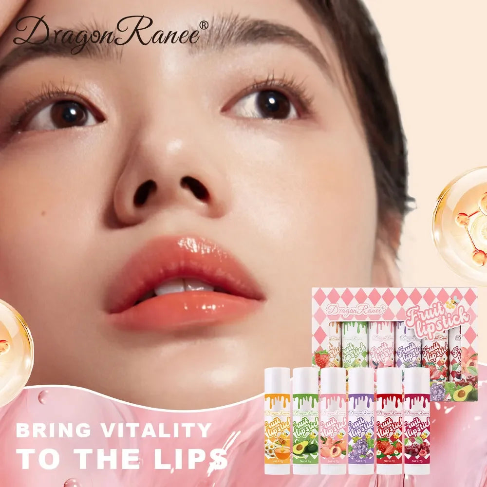 Dragon Ranee 6-Color Fruit Tinted Lip Balm Set | Moisturizing Tinted Lip Balm Set HIP