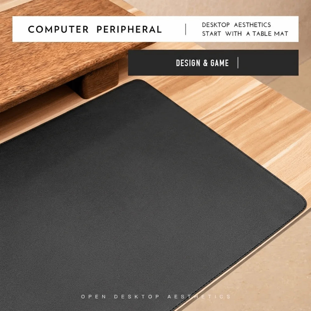Extra Large PU Leather Mouse Pad – Waterproof Non-Slip Desk Mat Leather Desk Mat HIP Black 80x40cm