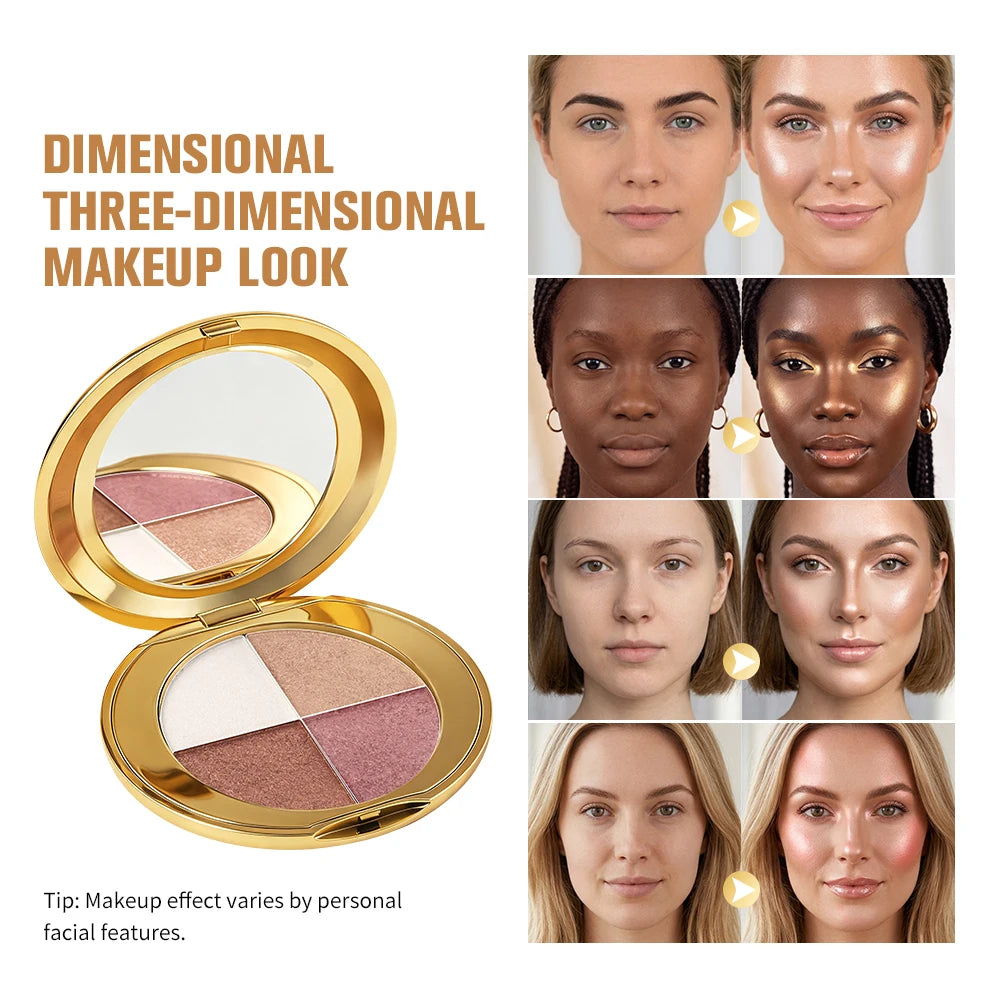 3ps Eye & Cheek Palette With 2 Brushes All In One Eyeshadow Blush Bronzer Highlighter Face Makeup Cosmetics HIP