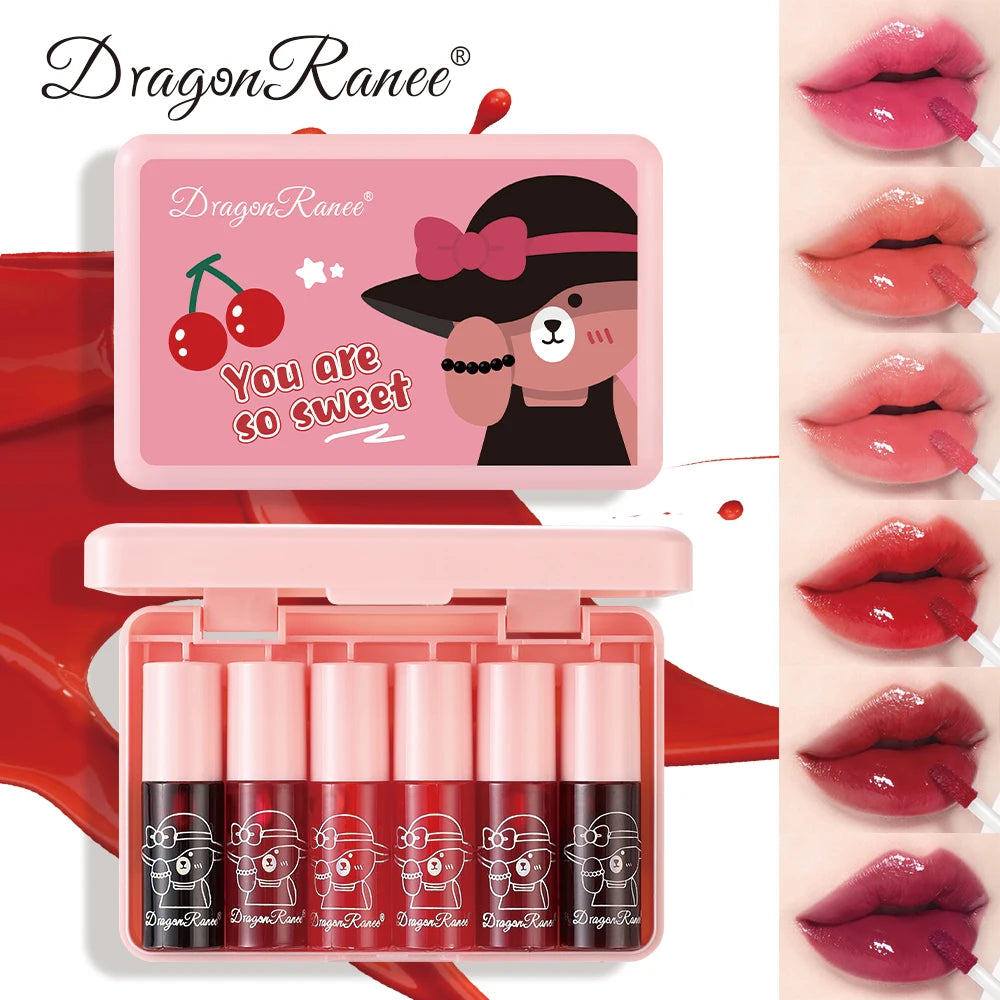 Dragon Ranee Mirror Glaze Lip Gloss Set – 6 Mini Shades Lip Gloss Set HIP 01