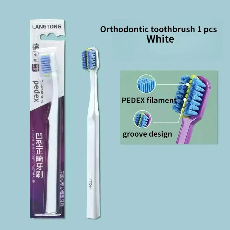 RUZOFO Orthodontic Soft Toothbrush for Braces – Adults Orthodontic Toothbrush HIP C691-White 1pcs