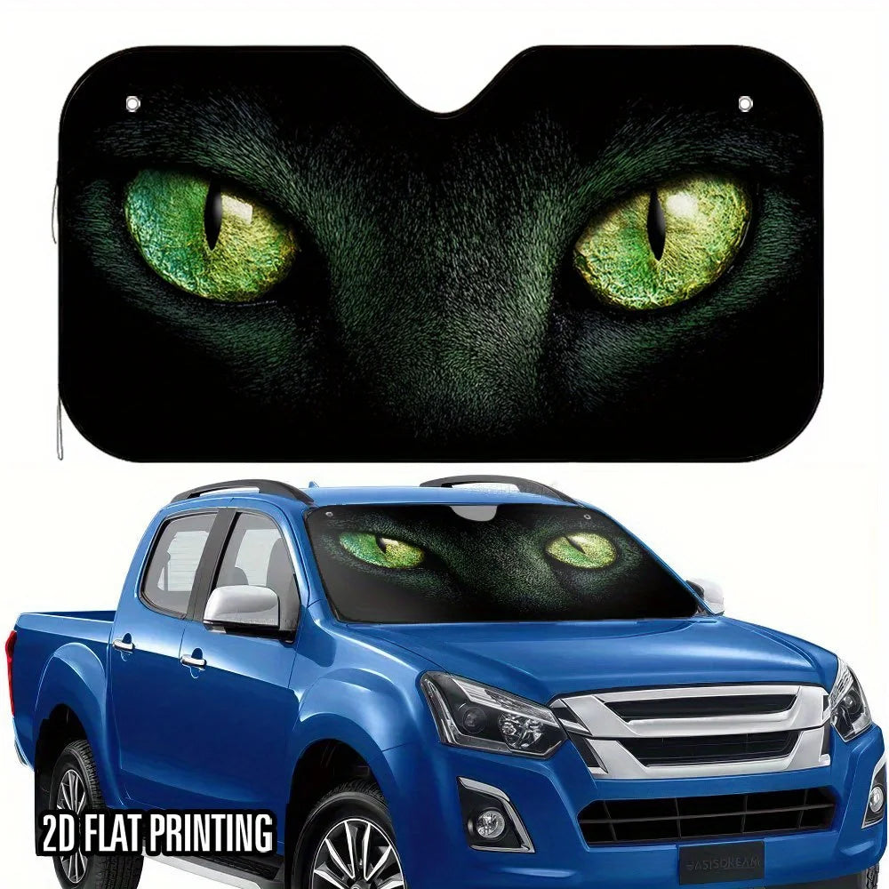 2D Cat Eyes Car Sunshade – Foldable, 4 Suction Cups Car Windshield Sunshade HIP M