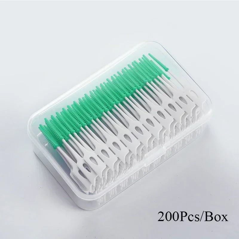 RUZOFO Interdental Silicone Brushes 40–200pcs | Oral Care Interdental Brush HIP C623-green 200Pcs