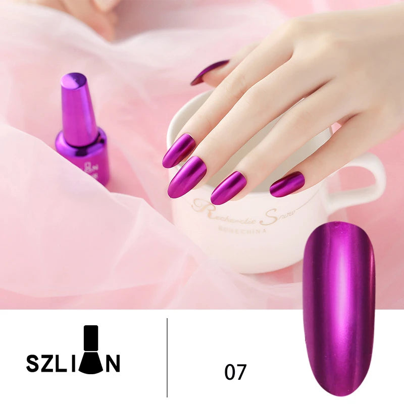Gel Nail Polish without lamp Gel Semi-permanent Varnishes hybrid All for manicure Mirror Effect Metallic Shiny Glitter Silver HIP 07 1