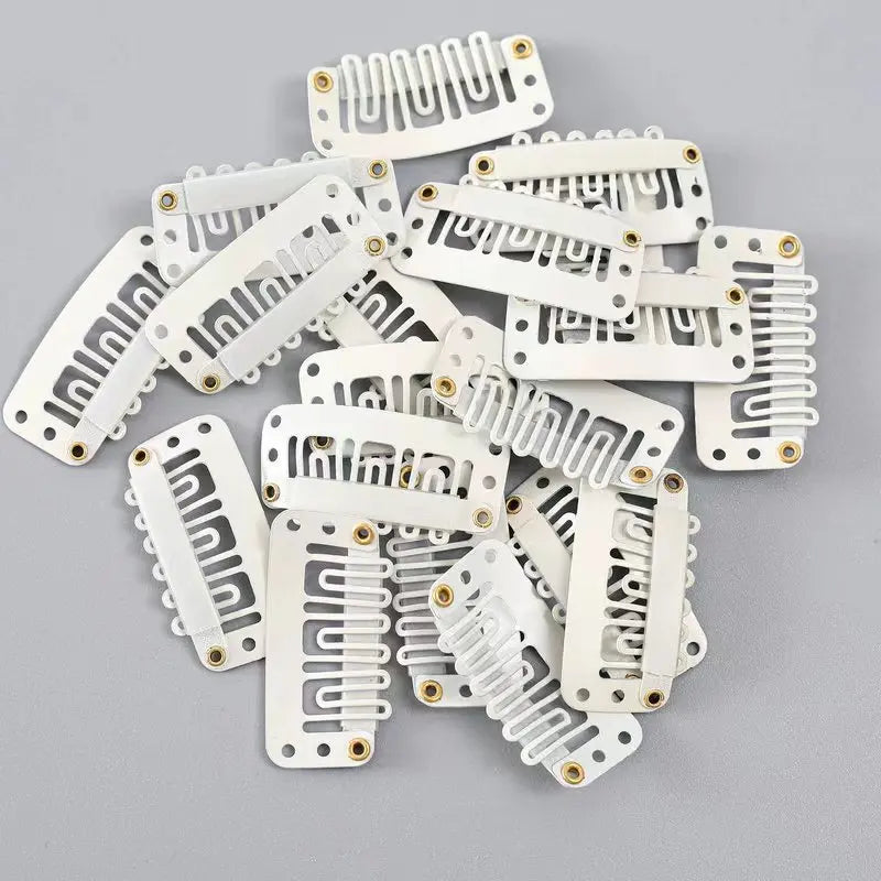 20PCS Clip In Hair Extension Wig Clips For Human Hair Bangs Snap Hair Clips For Extensions Metal Comb For Closure HIP