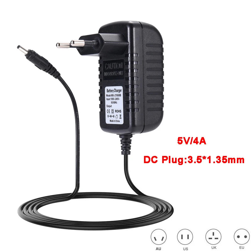 5V 4A DC Power Supply Adapter | EU/US/UK/AU Plug, 3.5x1.35mm AC/DC Power Adapter HIP