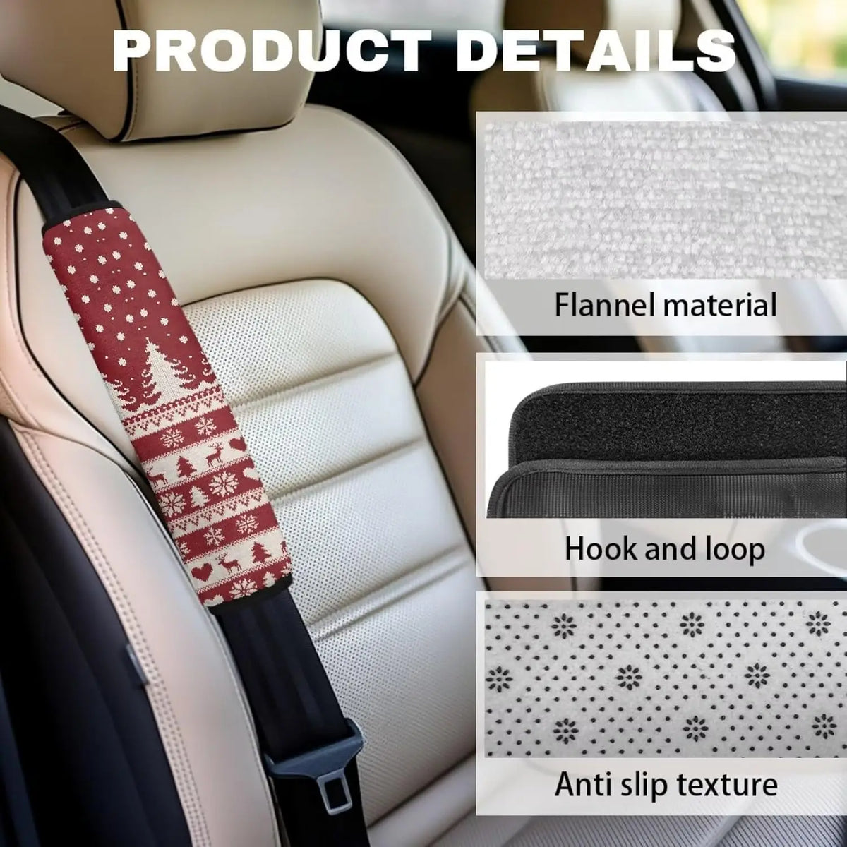 Fluffy Christmas Seat Belt Covers – Soft Cushion Pads Set of 2 Seat Belt Cover HIP