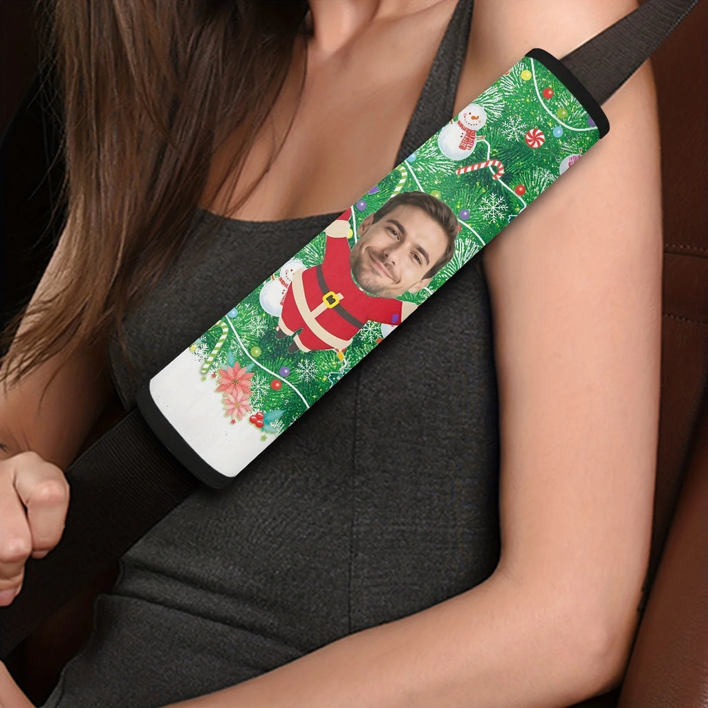 Custom Santa Photo Car Seat Belt Cover – Personalized Gift Seat Belt Cover HIP