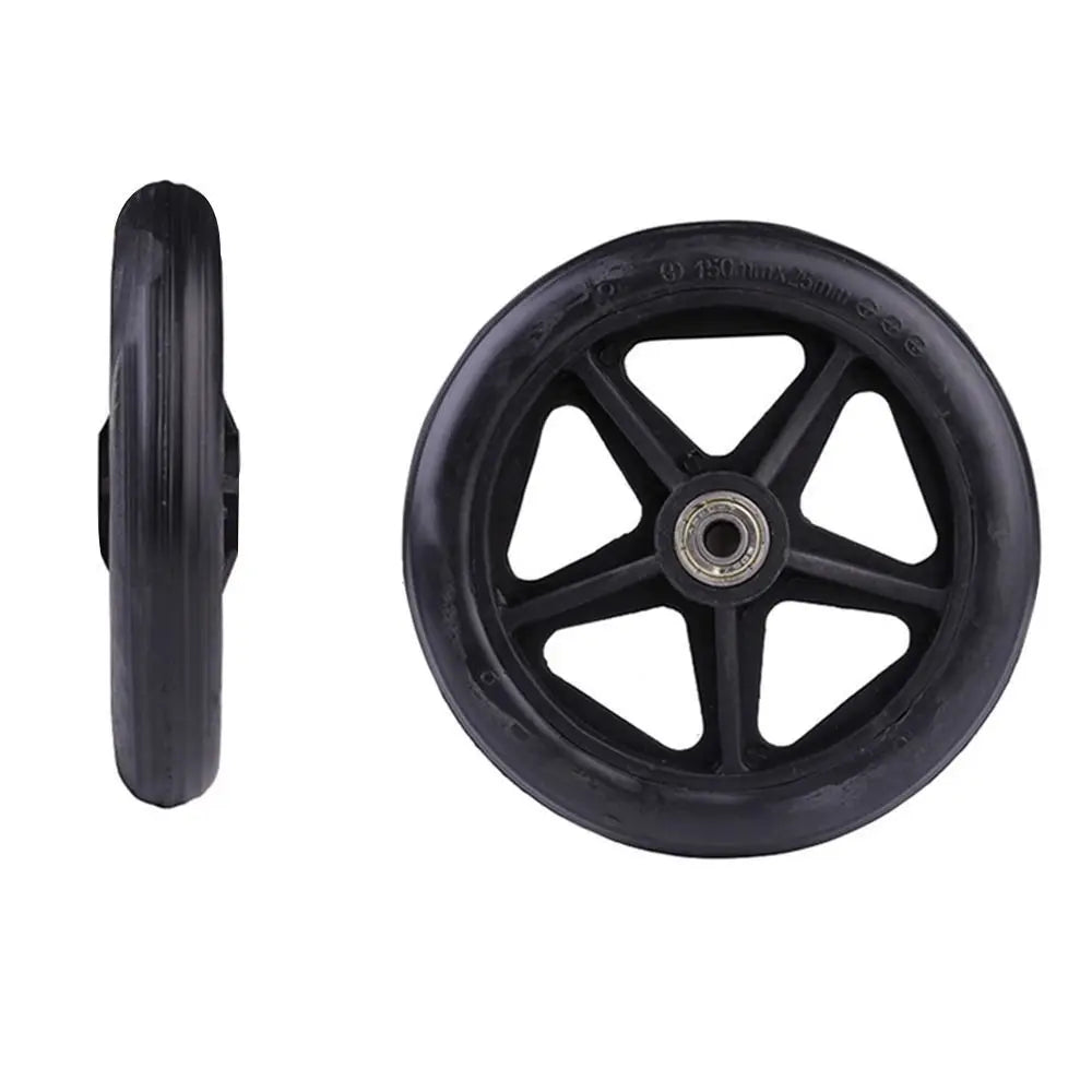 6/7/8 Inch Wheelchair Front Castor Solid Tire Replacement Wheel Wheelchair Castor Wheel HIP 8in-Black Broadening
