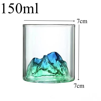Mountain Glass Cups 150ml/300ml – Heat Resistant Drinking Glass Glass Drinkware HIP small green 1pcs