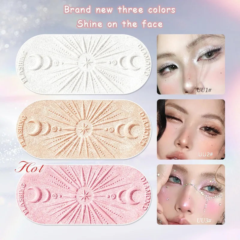 Natural Shimmer Baked Highlighter Blush 3D Face Contour Brightening Powder Soft Silky Texture Not Easy Flying Powder Cosmetic HIP