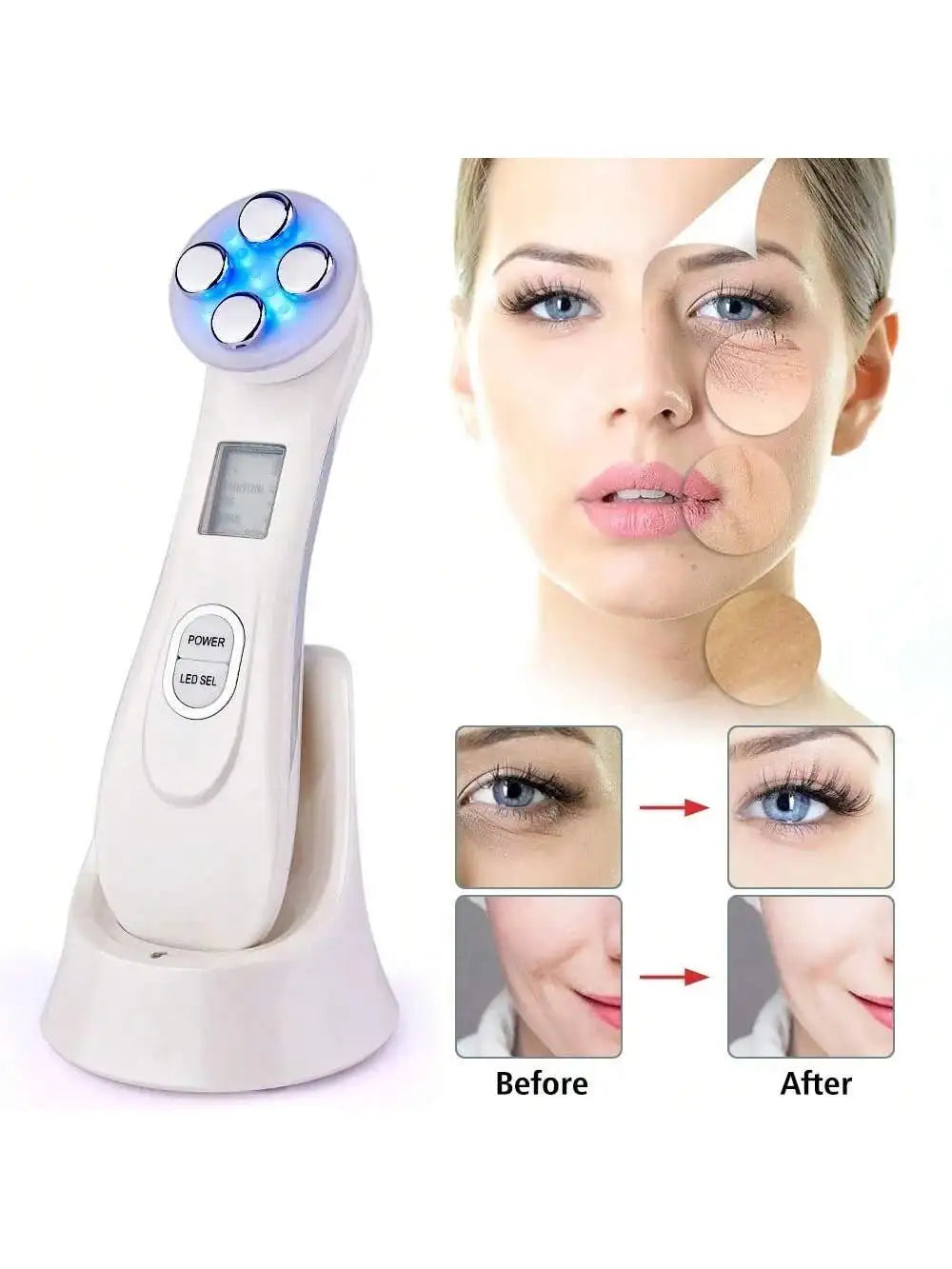 Mini LED Facial Rejuvenation Wand – Rechargeable Beauty Device LED Facial Beauty Wand HIP