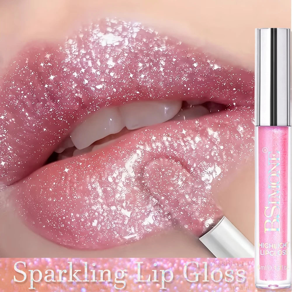 Glitter Lip Gloss Lipstick Lip Tint Moisturizing Hydrating Lasting Non-Stick Cup Waterproof Highlight Lip Glaze Plumper Makeup HIP