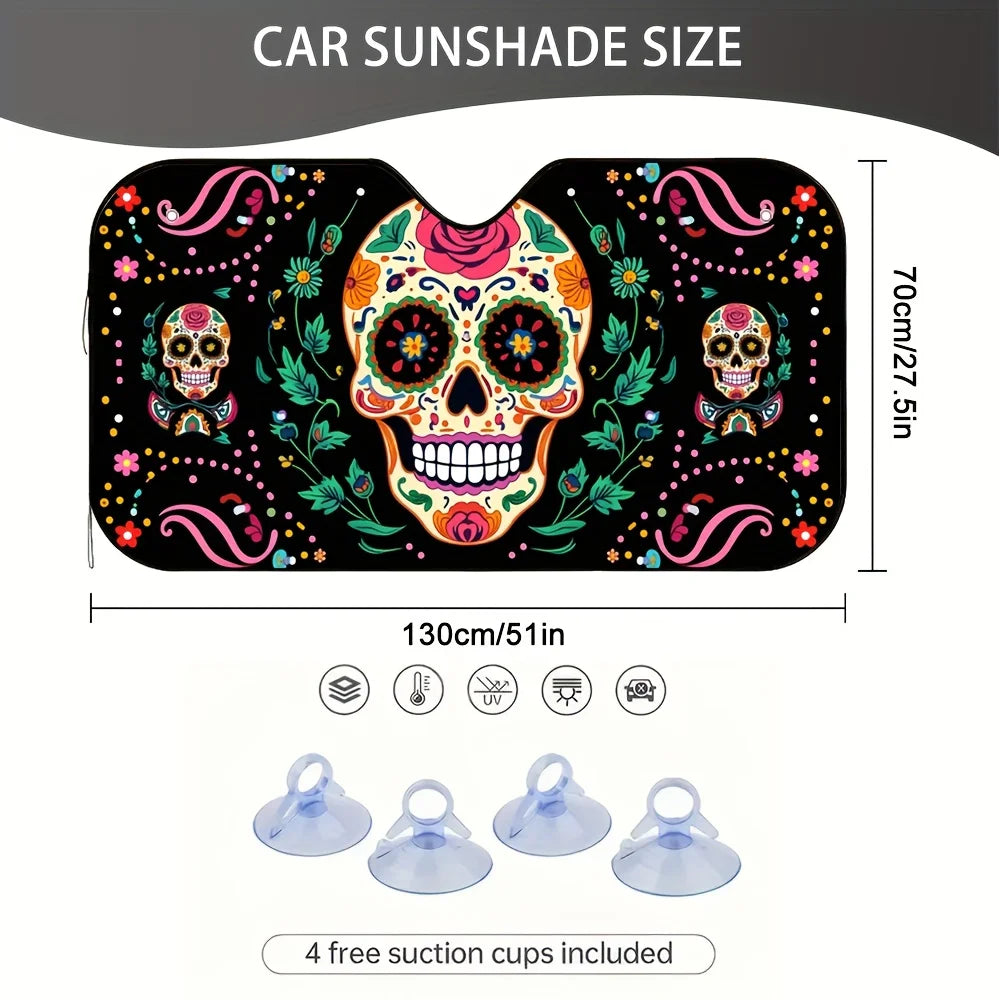 Sugar Skeleton Windshield Sunshade – UV & Heat Protection Windshield Sunshade HIP