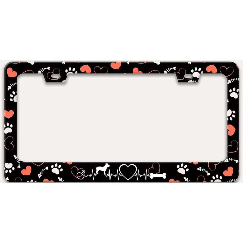 Pet Paw Print Aluminum License Plate – 12x6 Black Background Novelty License Plate HIP 1