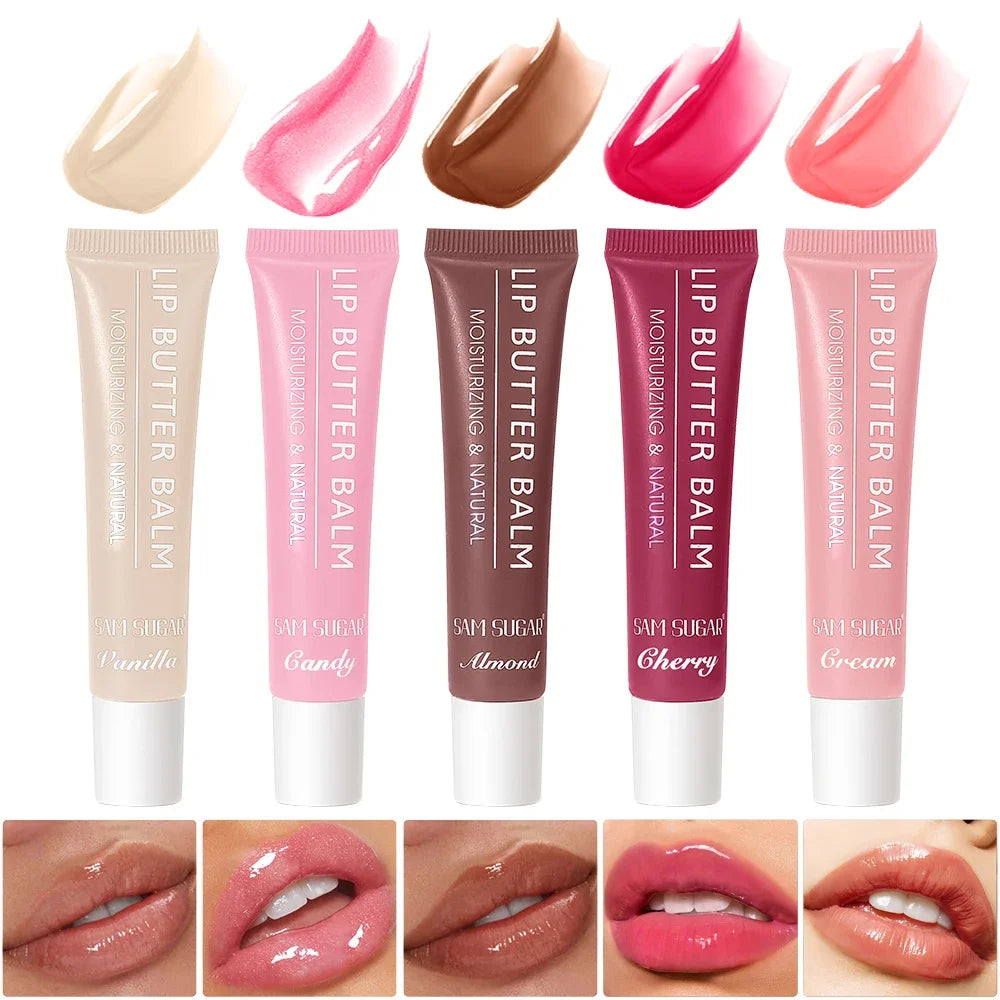 SAM SUGAR 5-Color Hydrating Lip Butter Balm – Mirror Shine Tinted Lip Butter Balm HIP