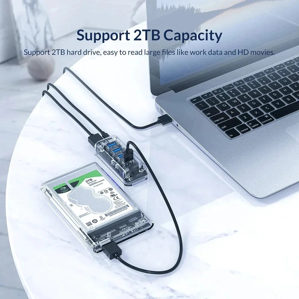 KEBIDUMEI 4-Port USB 3.0 Hub 5Gbps | Power Supply & OTG USB Hub HIP