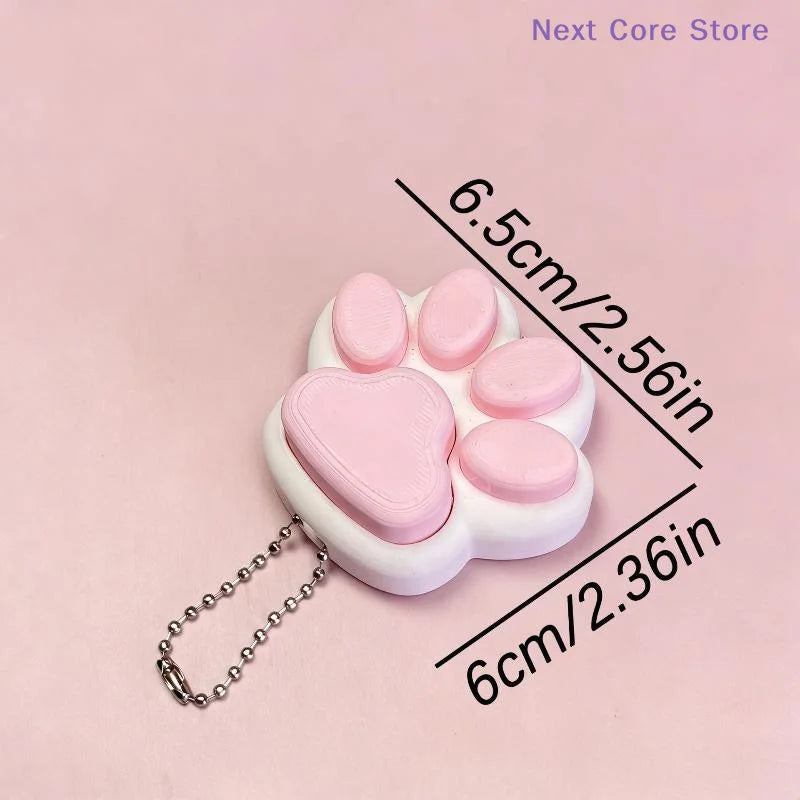 3D Cat Paw Clicker Keychain – Cute Cartoon Key Ring Pendant Novelty Keychain HIP