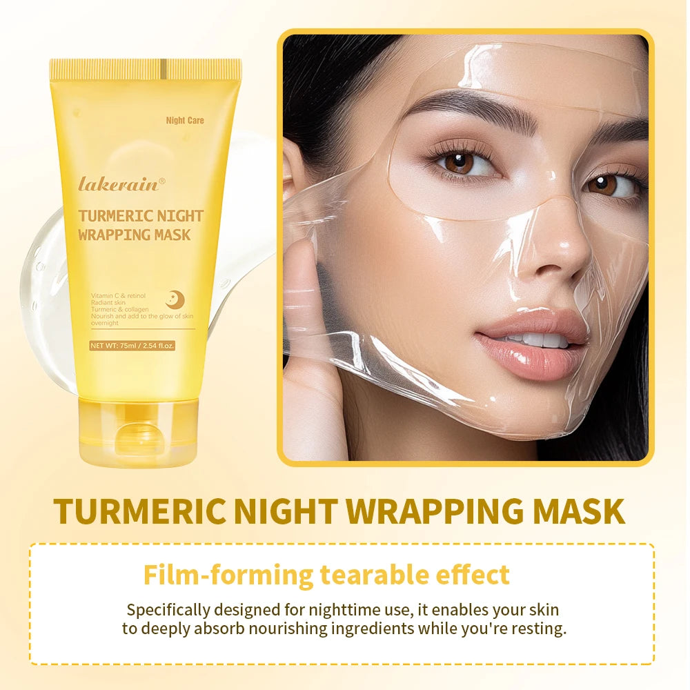 Kojic Acid Turmeric Overnight Wrapping Peel Off Mask Nourishes Hydrolyzed Collagen Glowing Skin Skin Firmnes Korean Skincare HIP