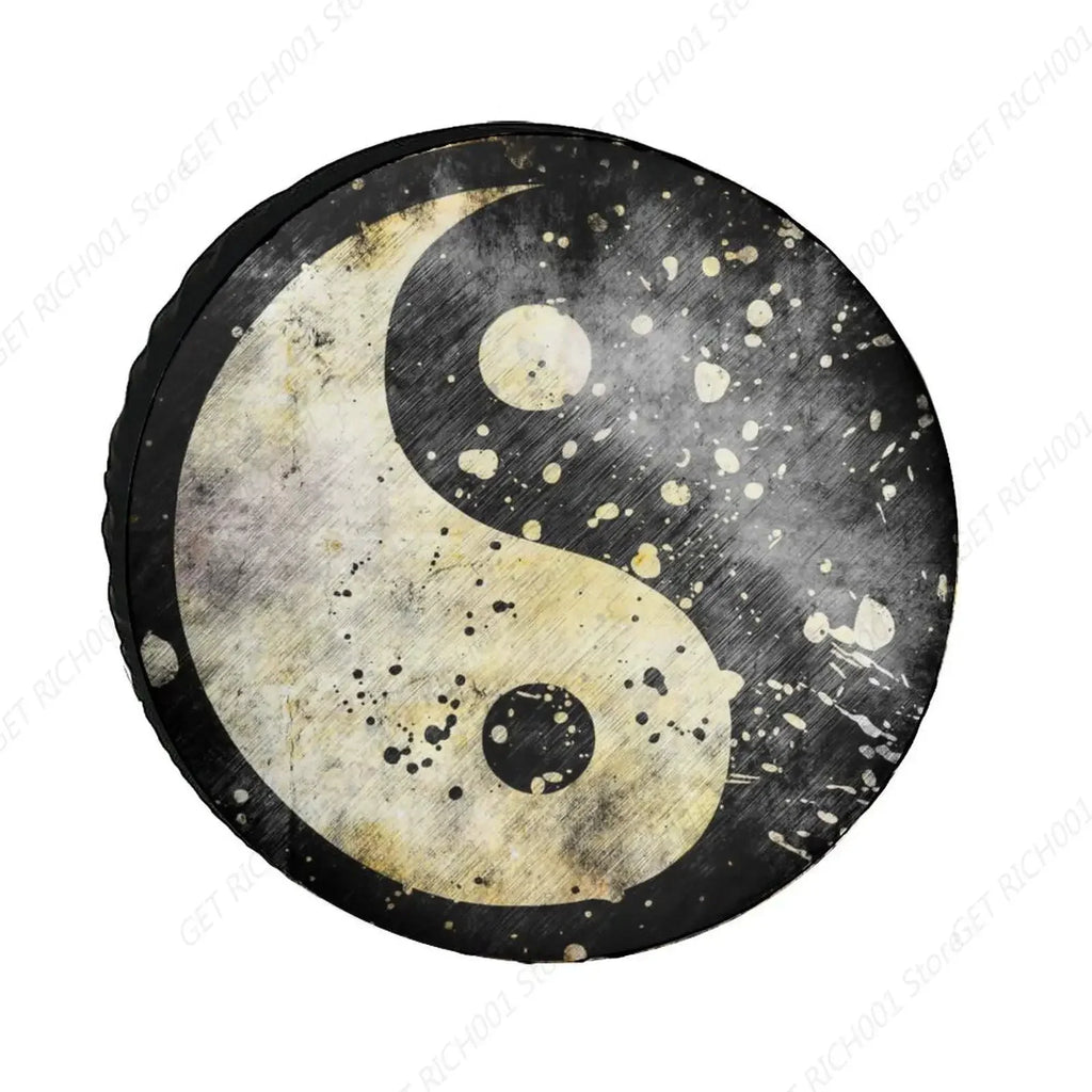 Retro Yin Yang Waterproof Spare Tire Cover – Universal Fit Spare Tire Cover HIP 1 14in