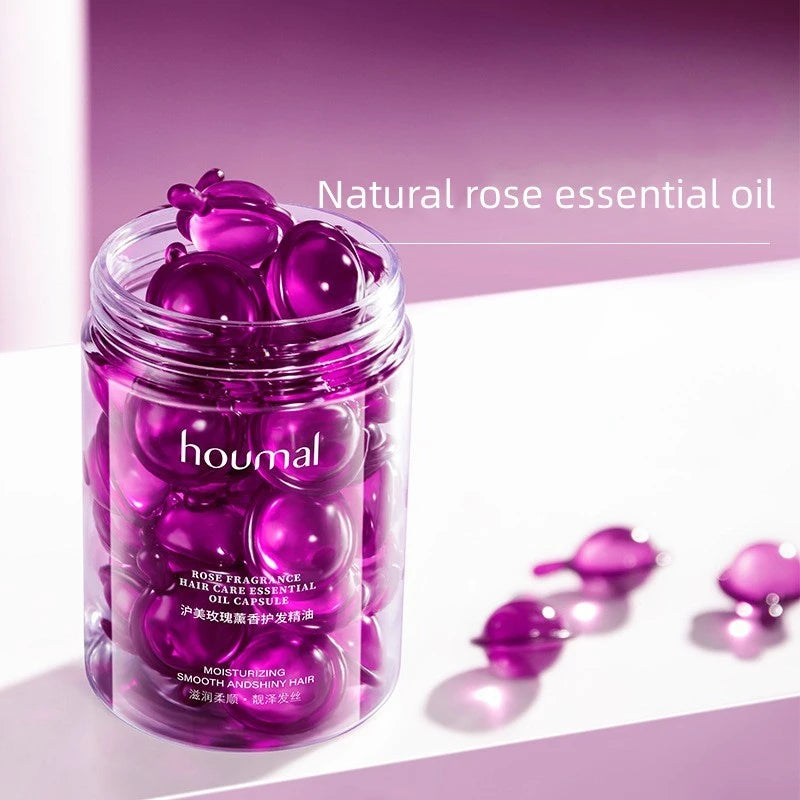 30pcs Rose Essential Oil Capsules Supple Dry Hair Keratin Plant Complex Oil Dry Damaged Hair Repair Female Hair Care Products HIP