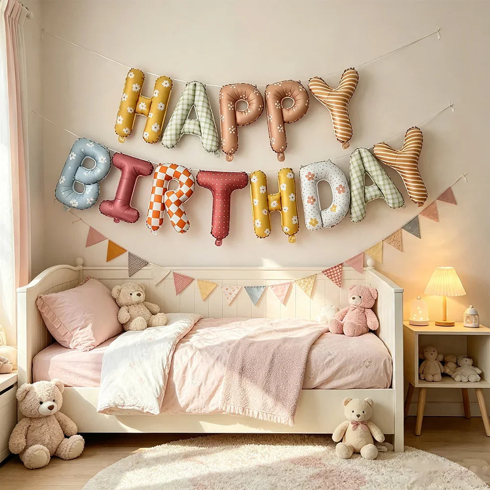 16 Inch Birthday Wishes Foil Balloon Banner Reusable for Birthday Party Scenes Aluminum Foil Balloon Kit Decorative Items HIP